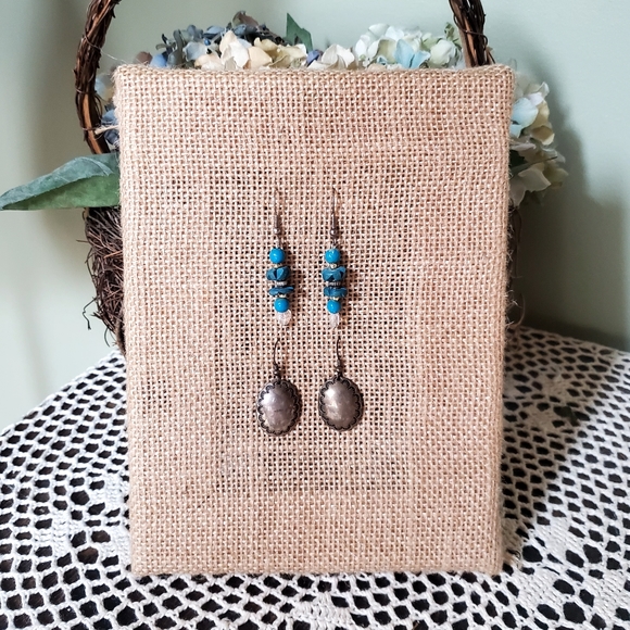 BOGO SALE Silver/ stone boho midi earings - Picture 1 of 4